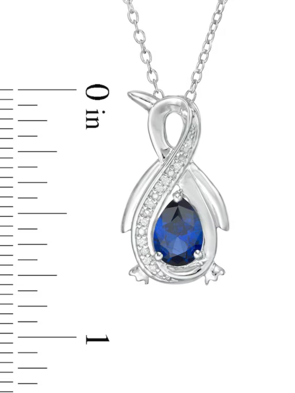 Zales Sterling Silver Penguin Necklace with Lab-Created Blue Sapphire & Diamonds - Picture 3 of 7
